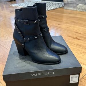 Saks Fifth Avenue Studded Black Heeled Boots